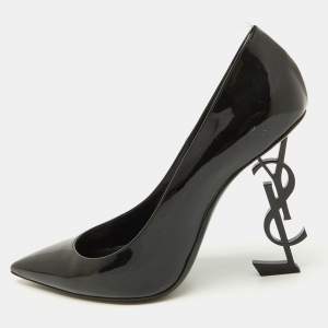Saint Laurent Black Patent Leather Opyum Pointed Toe Pumps Size 41