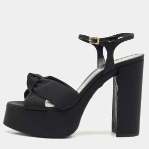 Saint Laurent  Black Canvas Candy Platform Sandals Size 40