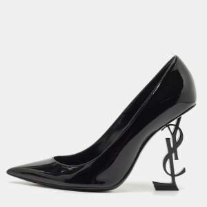 Saint Laurent Black Patent Leather Opyum Pointed Toe Pumps Size 38.5