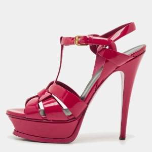 Saint Laurent Purple Leather Ankle Strap Sandals Size 37