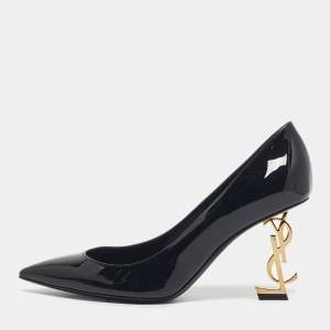Pre Owned Saint Laurent Black Patent Leather Opyum Pumps Size 36.5