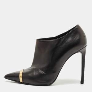 Pre Owned Saint Laurent  Black  Leather Pointed Toe Ankle Boots Size 38