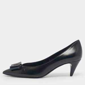 Pre Owned Saint Laurent Black Leather Anai Pumps Size 37.5