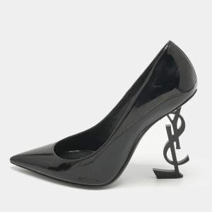 Pre Owned Saint Laurent Black Patent Leather Opyum Pumps Size 37