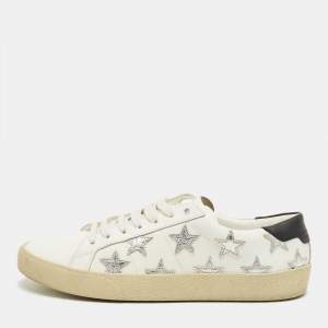 Pre Owned Saint Laurent White Leather Court Classic SL/06 Star California Sneakers Size 41