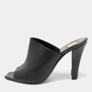 Pre Owned Saint Laurent Black Leather Jill Mules Size 37