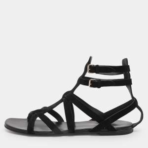 مملوكة مسبقًا Saint Laurent Paris Black Suede Gladiator Sandals Size 38