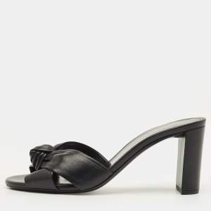 Pre Owned صندل سان لوران بيانكا جلد أسود مقاس 38