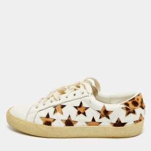 Pre Owned Saint Laurent Court Classic Size 39 White Leather Lace Up Sneakers