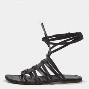 Pre Owned Saint Laurent Size 37 Brown Leather Gladiator Sandals
