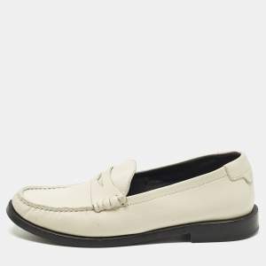 مملوكة مسبقًا Saint Laurent Size 38 Cream Leather Loafers