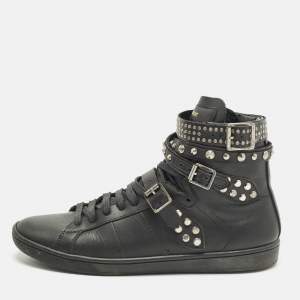 مملوكة مسبقًا Saint Laurent Studded Size 39 Black Leather High Top Sneakers