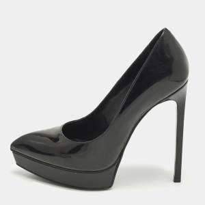 Pre Owned Saint Laurent Janis Size 36 Black Patent Leather Platform Pumps