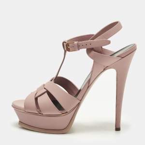 مملوكة مسبقًا Saint Laurent Tribute Size 39 Pink Leather Platform Sandals