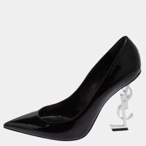 Saint Laurent Paris Black Patent Leather Opyum Pointed Toe Pumps Size 39