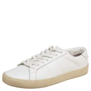 Pre Owned Saint Laurent White Leather Andy Low Top Sneakers Size 39