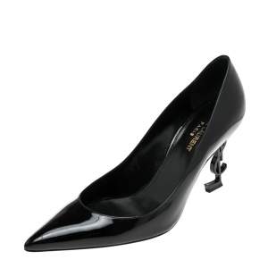 Pre Owned Saint Laurent Black Patent Leather Opyum Pointed Toe Pumps Size 39