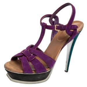 Saint Laurent Purple Suede Tribute Sandals Size 39