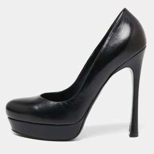 Saint Laurent  Black Leather Tribtoo Platform Pumps Size 38.5