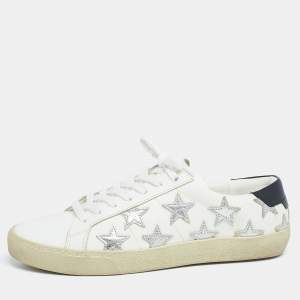 Pre Owned Saint Laurent White Leather Star Court Classic California Sneakers Size 38