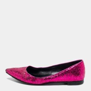 حذاء باليرينا فلات سان لوران غليتر وردي مقاس 36.5