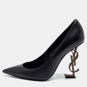 Pre Owned Saint Laurent Black Leather Opyum Pumps Size 38