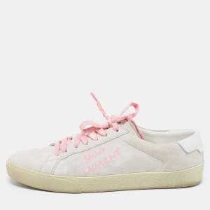 مملوكة مسبقًا حذاء رياضي سان لوران كورت كلاسيك سويدي رصاصي بعنق منخفض مقاس 41