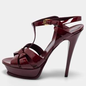 Saint Laurent Red Patent  Tribute  Sandals Size 40