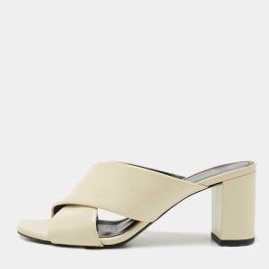 Saint Laurent Cream Patent Leather Loulou Slides Size 36