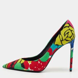 Saint Laurent Multicolor Printed Fabric Zoe Pumps Size 40