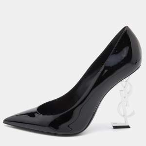 Saint Laurent Black Patent Leather Opyum Pointed Toe Pumps Size 40