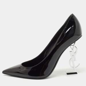 Saint Laurent Paris Black Patent Leather Opyum Pointed Toe Pumps Size 38