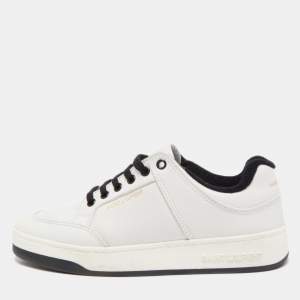 Saint Laurent White Leather Lace Up Sneakers Size 39