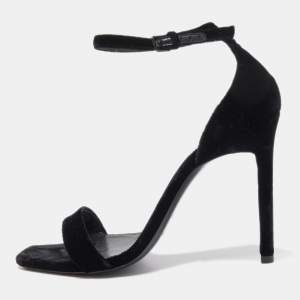Saint Laurent Black Velvet Amber Sandals Size 39