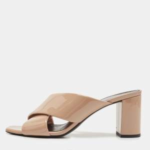 Saint Laurent Beige Patent Leather Loulou Sandals Size 38