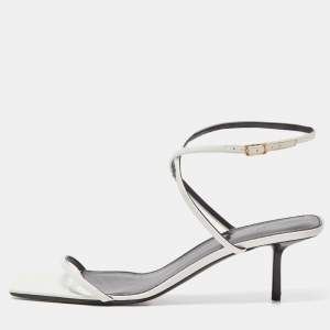 Saint Laurent White Patent Leather Strappy Sandals Size 42