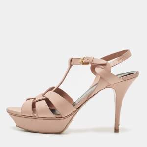 Saint Laurent Light Pink Leather Tribute Sandals Size 41