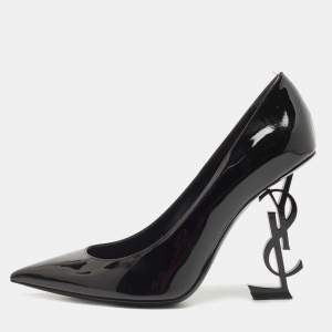 Saint Laurent Black Patent Opyum Pointed Toe Pumps Size 38