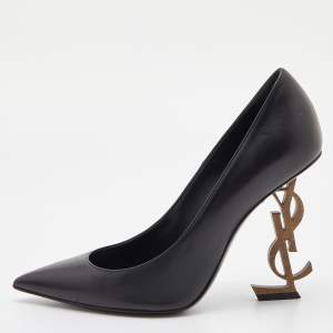 Saint Laurent Black Leather Opyum Pointed Toe Pumps Size 36