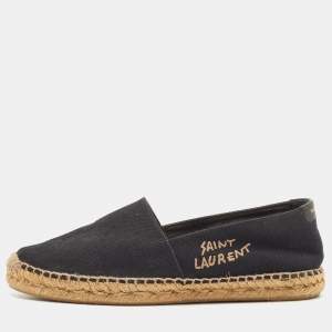 Saint Laurent Black Canvas Espadrille Fats Size 38.5