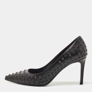 Saint Laurent Black Leather Spiked Pumps Size 37