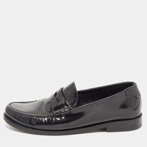 Saint Laurent Black Leather Penny Loafer Size 39