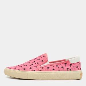 Saint Laurent Pink Canvas Slip On Sneakers Size 41