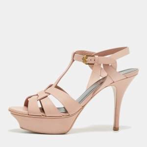 Saint Laurent Pink Leather Leather Tribute Sandals Size 36