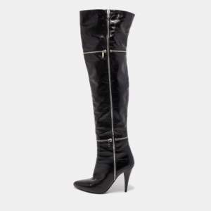 Saint Laurent Black Leather Knee Length Boots Size 39
