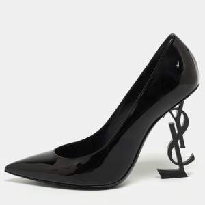 Saint Laurent Black Patent Opyum Pointed Pumps Size 36.5
