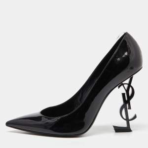 Saint Laurent Black Patent Leather Opyum Pointed Toe Pumps Size 40