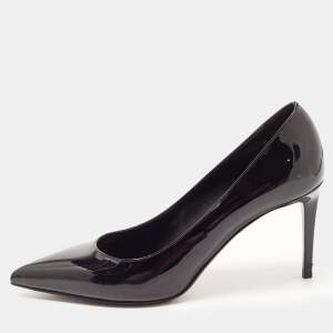 Saint Laurent Black Patent Leather Anja Pointed Toe Pumps Size 39