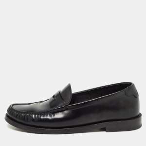 Saint Laurent Black Leather Slip On Loafers Size 35.5