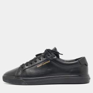 Saint Laurent Black Leather Andy Low Top Sneakers Size 37.5
